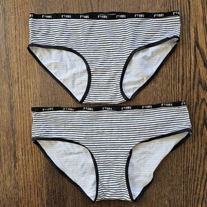 Lot of 2 Fiori Black and White Stripe Bikini Cotton Underwear Size Women's Large